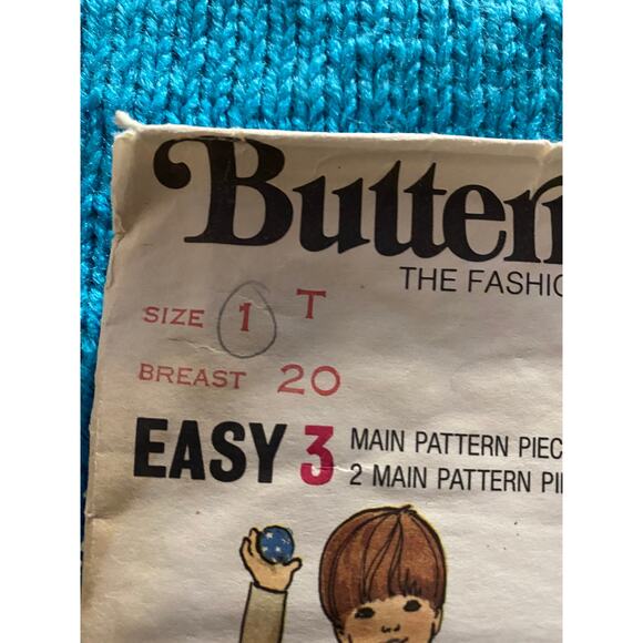 Butterick Sewing pattern 6320 toddlers top bell bottoms vest sz 1T - Picture 2 of 6